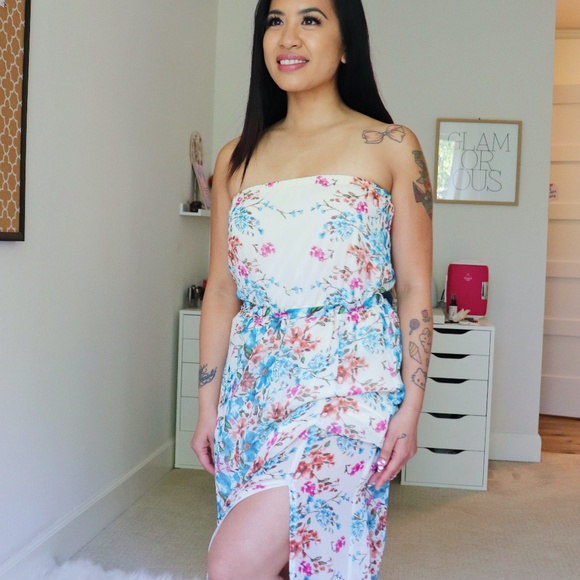 Foreign Exchange Blue and White Floral Maxi Dress